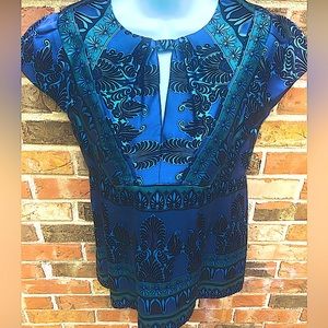 Nanette Lepore , Designer Silk Cap Sleeve Blouse. Woman’s Size 10
